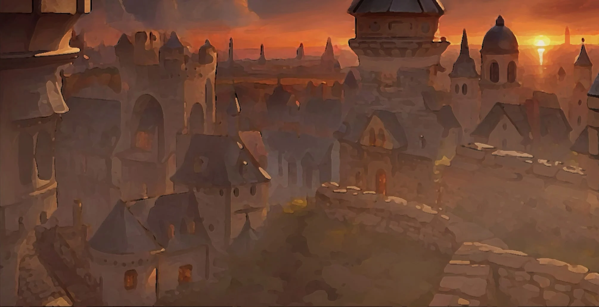 Casinia castle town at sunset